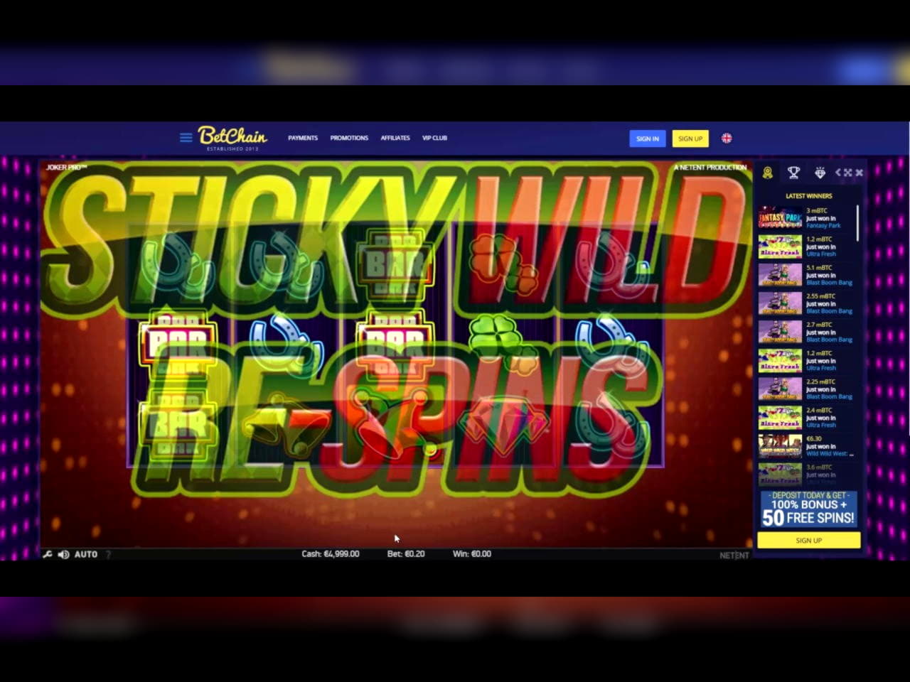 90 Free spins casino at Betzest Casino