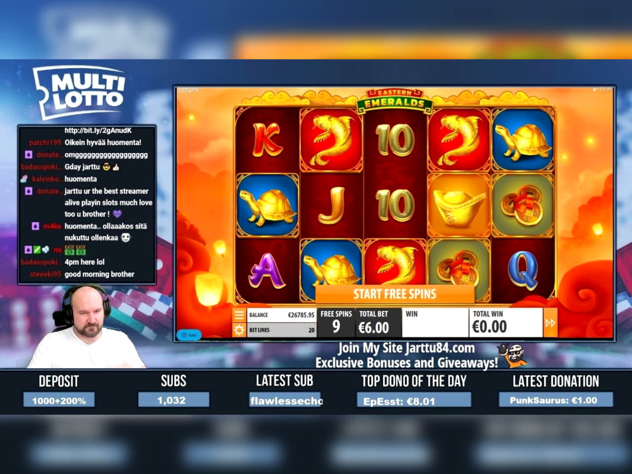 185 free spins no deposit at Hopa Casino