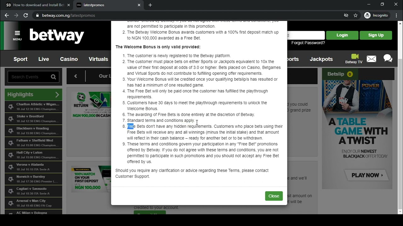 Betway release bet – How to claim it – Terms and Conditions